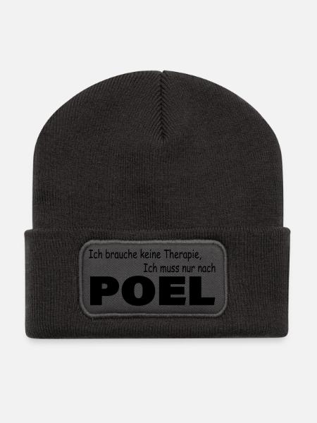 Therapie POEL - Recycelte Patch Beanie - Dunkelgrau