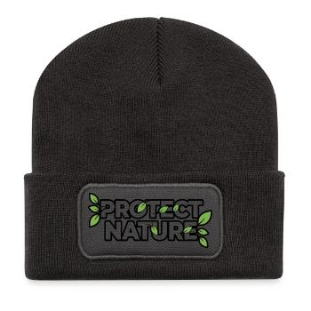 Schutz der Natur Blattlogo - Recycelte Patch Beanie - Dunkelgrau - Vorne
