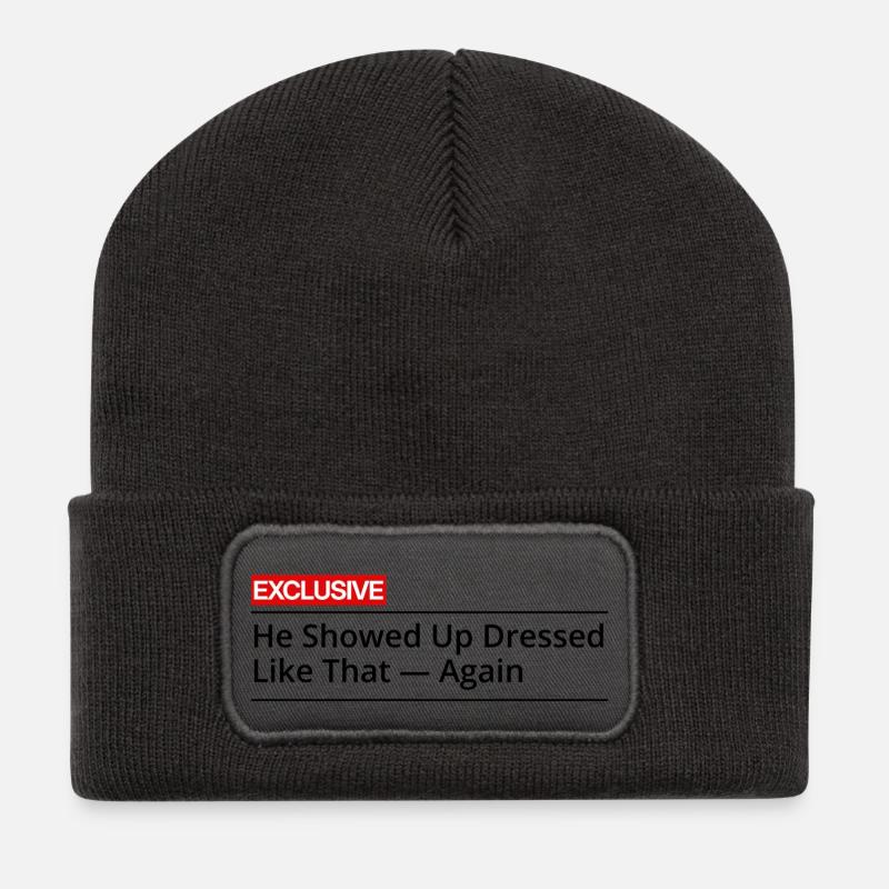 Er tauchte wieder so angezogen auf - Recycelte Patch Beanie - Dunkelgrau