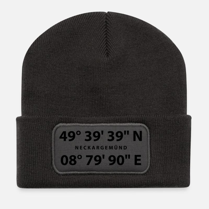 Neckargemünd with GPS coordinates - Recycled Patch Beanie - dark grey