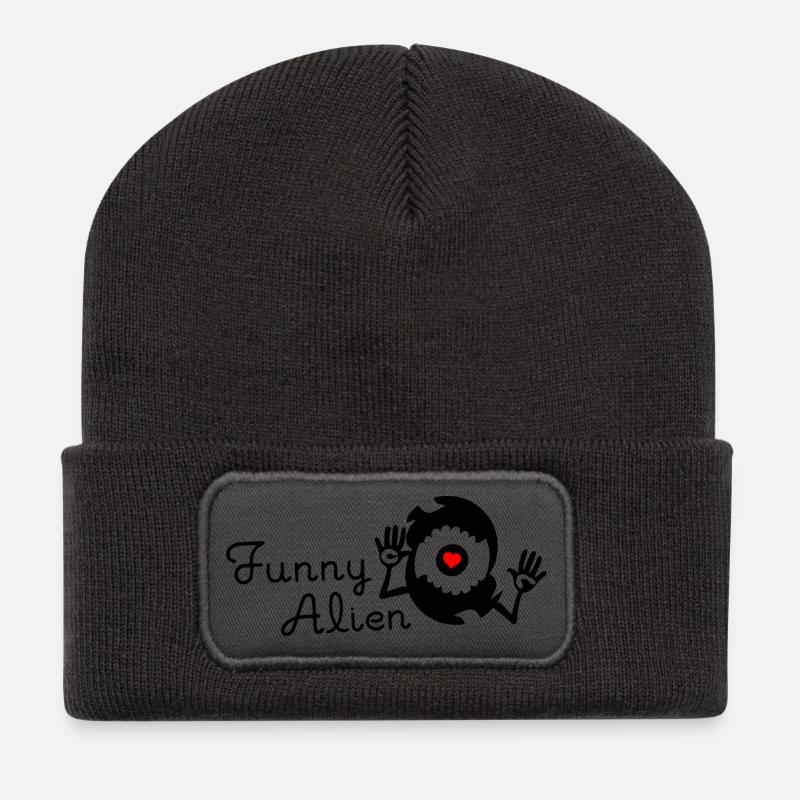 Extraterrestre drôle - Noir - Beanie recyclé à patch - charbon