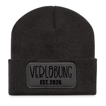 Hochzeit Verlobung 2026 - Recycelte Patch Beanie - Dunkelgrau - Vorne