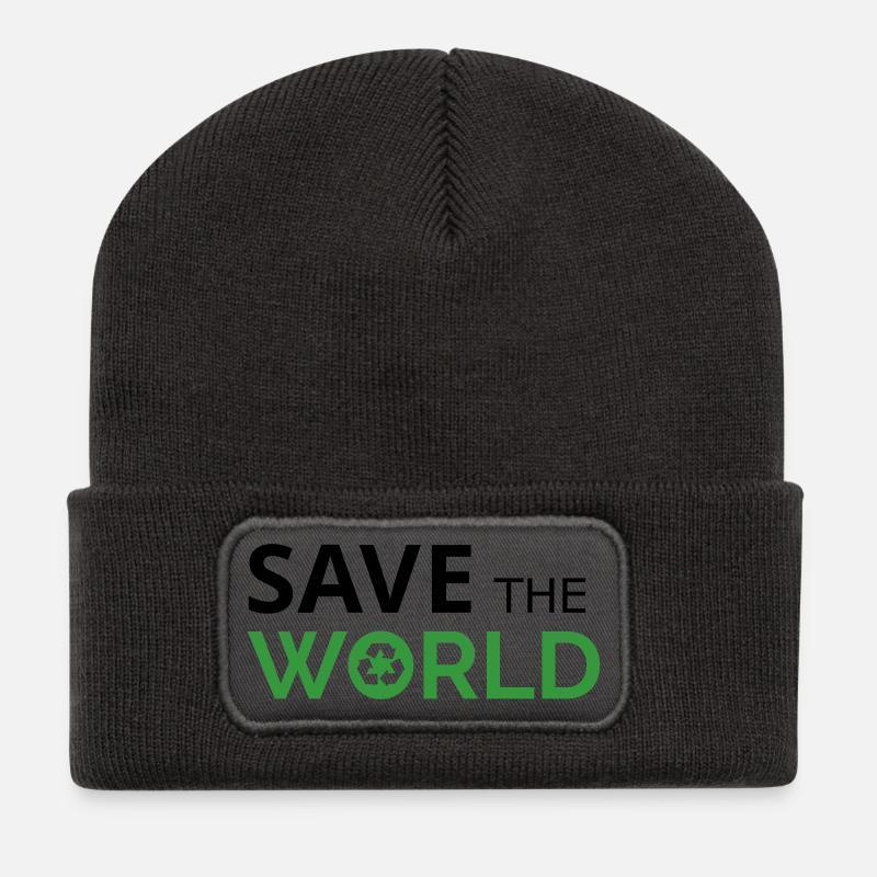 Save the world - Recycled Patch Beanie - dark grey