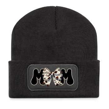 Mama Geschenk Western Schleife Country Mom Design - Recycelte Patch Beanie - Dunkelgrau - Vorne