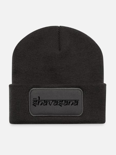 OM SHAVASANA - Beanie recyclé à patch - charbon