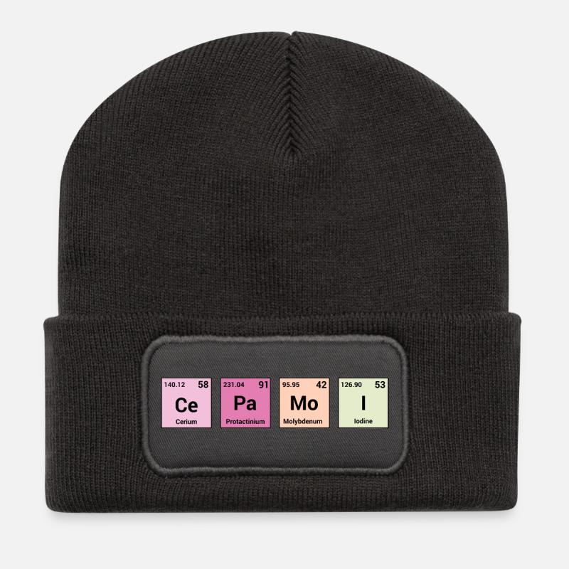 Cepamoi en éléments périodiques - Beanie recyclé à patch - charbon