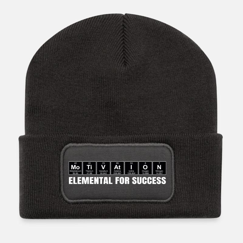 Motivation – Elemental for Success Periodensystem - Recycelte Patch Beanie - Dunkelgrau