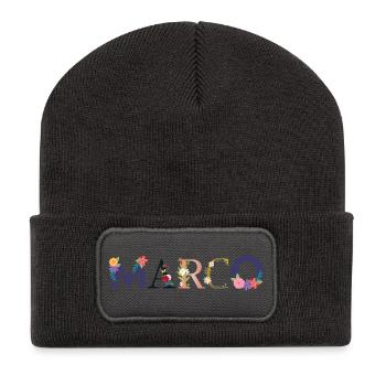 MARCO Name mit Blumen geschmückt - Recycelte Patch Beanie - Dunkelgrau - Vorne