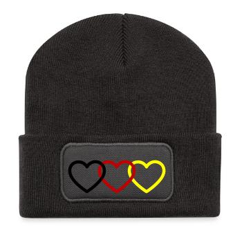 Allemagne Coeurs - Beanie recyclé à patch - charbon - Devant