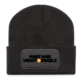 Bitcoin - Make war unaffordable - Recycelte Patch Beanie - Dunkelgrau - Vorne