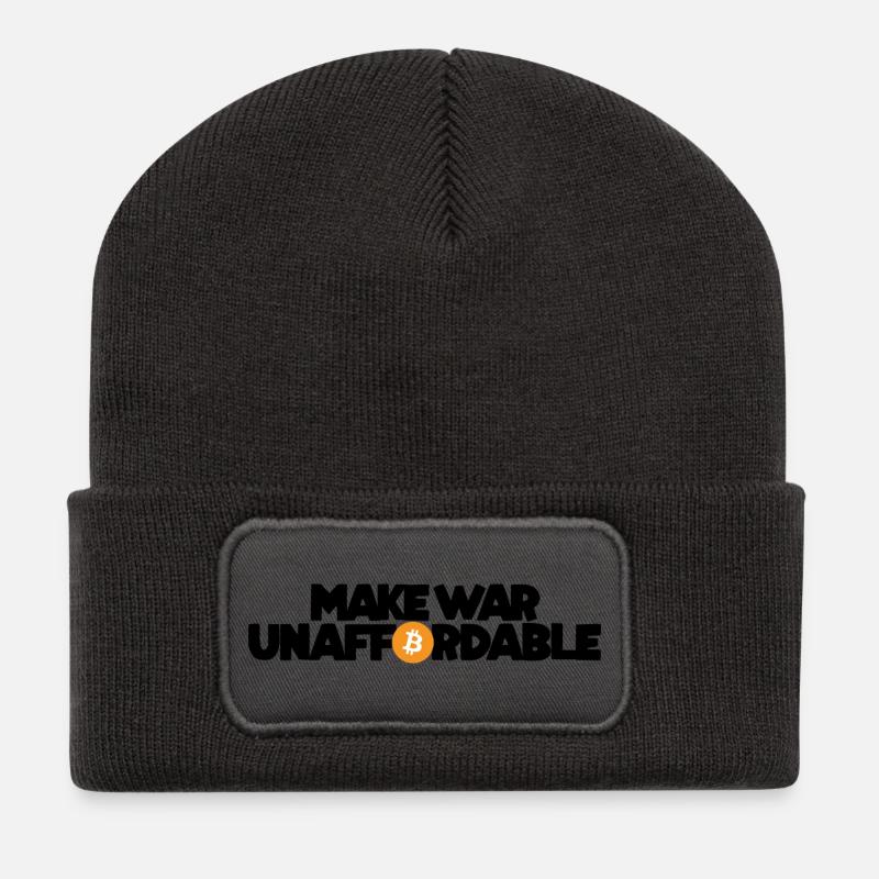 Bitcoin - Make war unaffordable - Recycelte Patch Beanie - Dunkelgrau