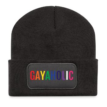 Gayaholic Pride Rainbow LGBTQ Alphabet Art - Recycled Patch Beanie - dark grey - Front