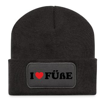 I Love Feet Sucking Foot Fetish I Love Feet - Recycled Patch Beanie - dark grey - Front