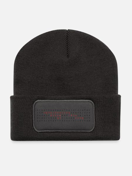 Introversion, eingewoben in meine Code-DNA - Recycelte Patch Beanie - Dunkelgrau