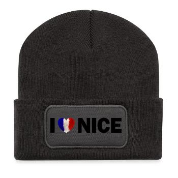 I love Nice France Nice - Recycled Patch Beanie - dark grey - Front