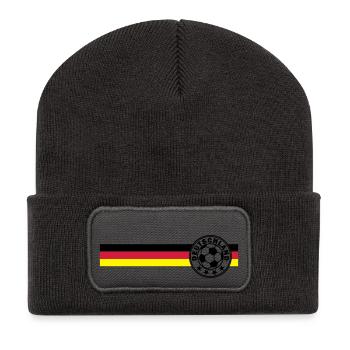 Logo auf Deutschandfahne Schwarz Rot Gold - Recycelte Patch Beanie - Dunkelgrau - Vorne