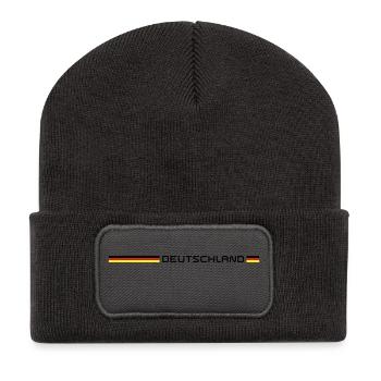 Deutschland - Recycelte Patch Beanie - Dunkelgrau - Vorne