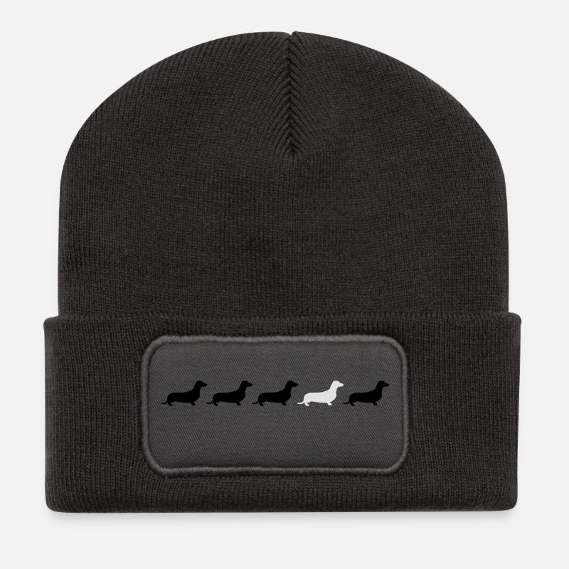 Dackel - Recycelte Patch Beanie - Dunkelgrau