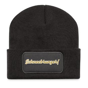 Schneebrunzer Österreich Dialekt Mundart Sprache - Recycelte Patch Beanie - Dunkelgrau - Vorne