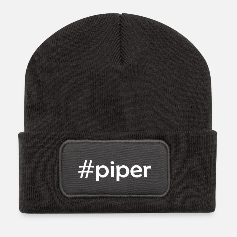 #piper - Recycelte Patch Beanie - Dunkelgrau