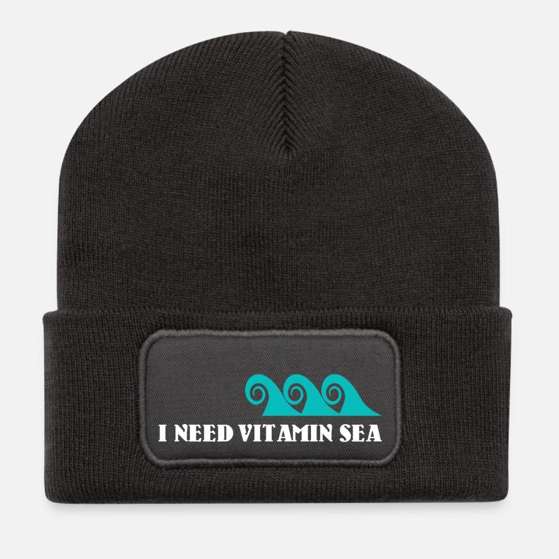 Vitamin Sea - Vitamin C / Geschenk Idee - Recycelte Patch Beanie - Dunkelgrau
