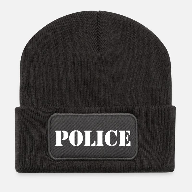 Polizei - Recycelte Patch Beanie - Dunkelgrau