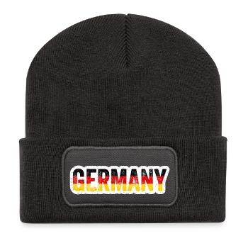 GERMANY Fussball Shirt Geschenk Vintage Flagge - Recycelte Patch Beanie - Dunkelgrau - Vorne