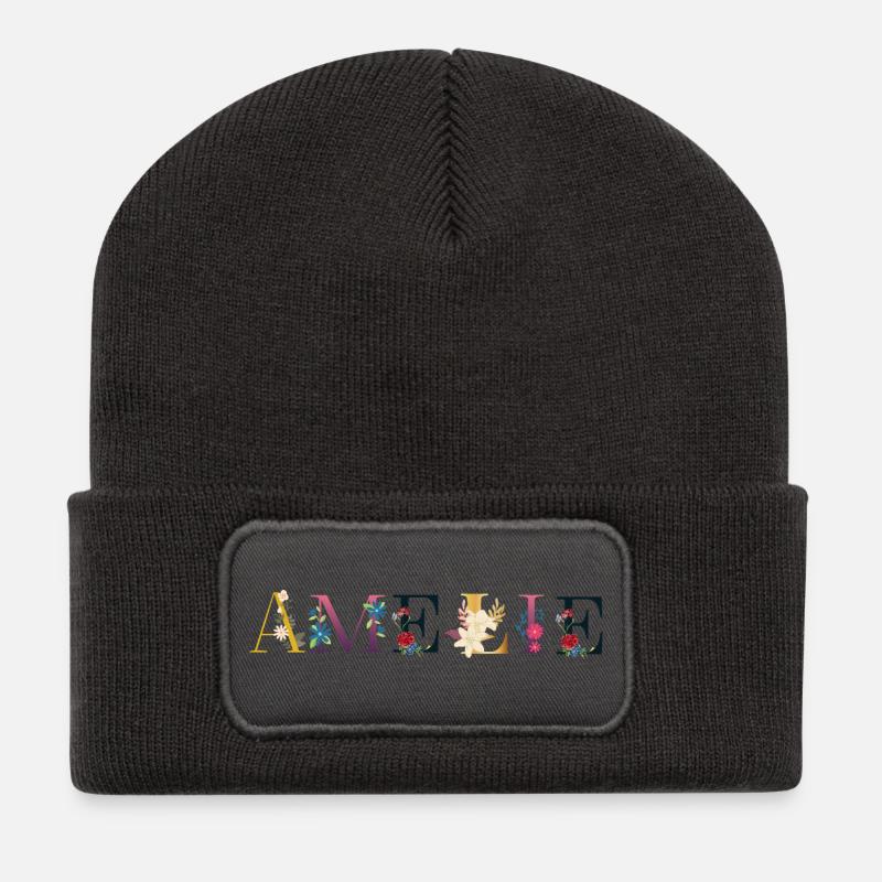 Amélie - Recycelte Patch Beanie - Dunkelgrau