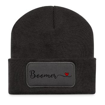 Cadeau de typographie Boomer Heart - Beanie recyclé à patch - charbon - Devant