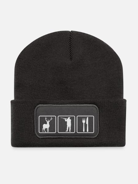 JÄGER - Recycelte Patch Beanie - Dunkelgrau