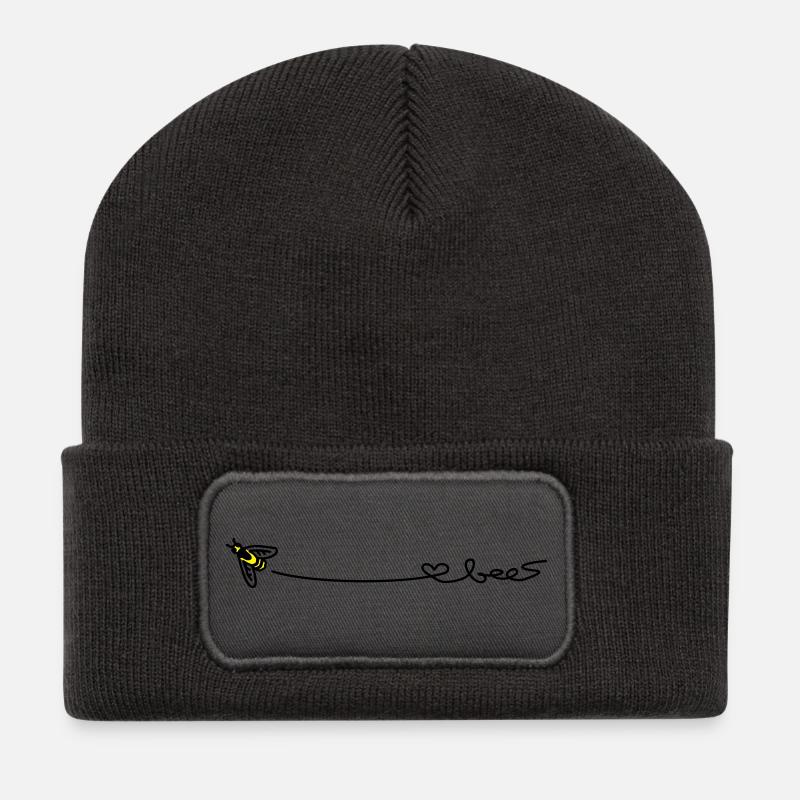 love bees - Recycelte Patch Beanie - Dunkelgrau
