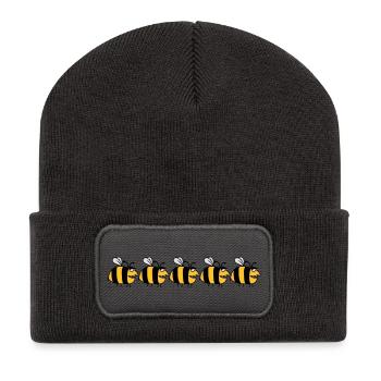 Lustige Dicke Bienen - Recycelte Patch Beanie - Dunkelgrau - Vorne
