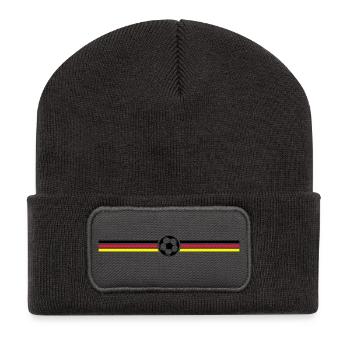 fussball streifen deutschland - Recycelte Patch Beanie - Dunkelgrau - Vorne