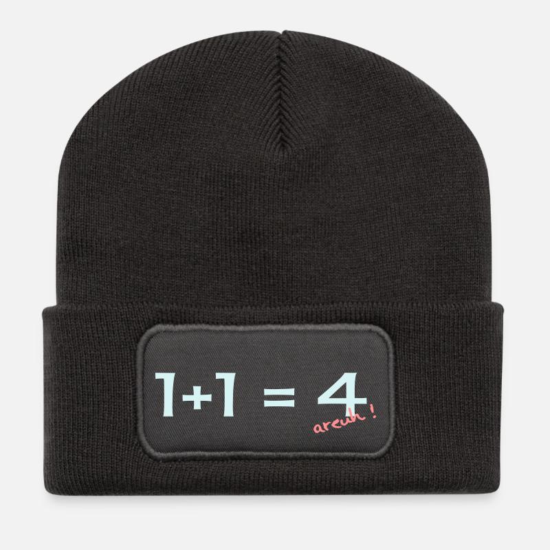 1 + 1 = 4 - Recycelte Patch Beanie - Dunkelgrau
