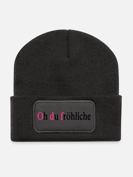 weihnachten - Recycelte Patch Beanie - Dunkelgrau