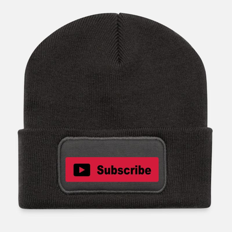 Subscribe Button - Recycled Patch Beanie - dark grey