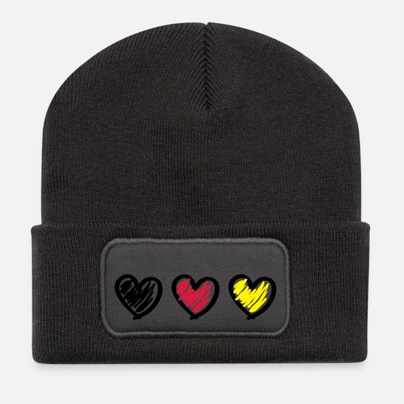 Deutschland herzen - Recycelte Patch Beanie - Dunkelgrau