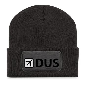 Airport - Flughafen - DUS - Düsseldorf - 3 Letter - Recycelte Patch Beanie - Dunkelgrau - Vorne