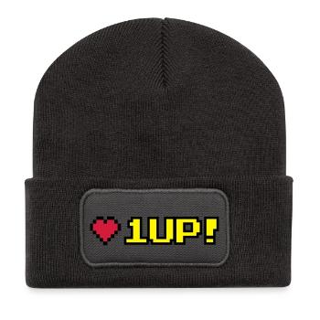 8-Bit 1UP - Recycled Patch Beanie - dark grey - Front
