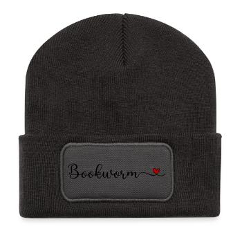 Bücherwurm - Recycelte Patch Beanie - Dunkelgrau - Vorne