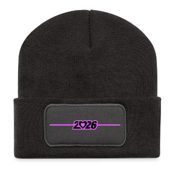 2026 year Heart - Recycled Patch Beanie - dark grey - Front