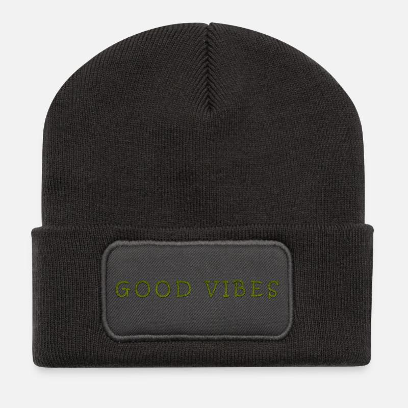 Positive Vibes Handschriftliches Zitat - Recycelte Patch Beanie - Dunkelgrau