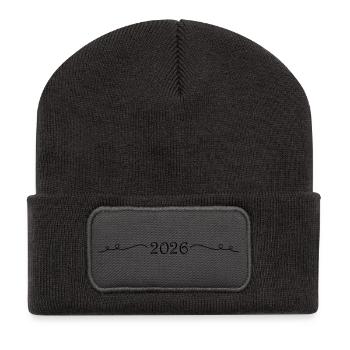 Ornement 2026 - Beanie recyclé à patch - charbon - Devant