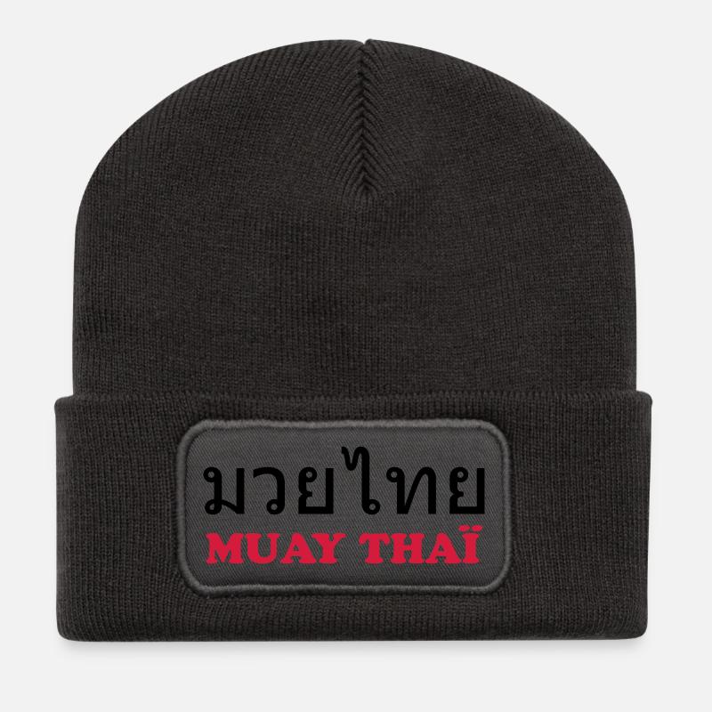 Muay Thai (V) - Recycelte Patch Beanie - Dunkelgrau