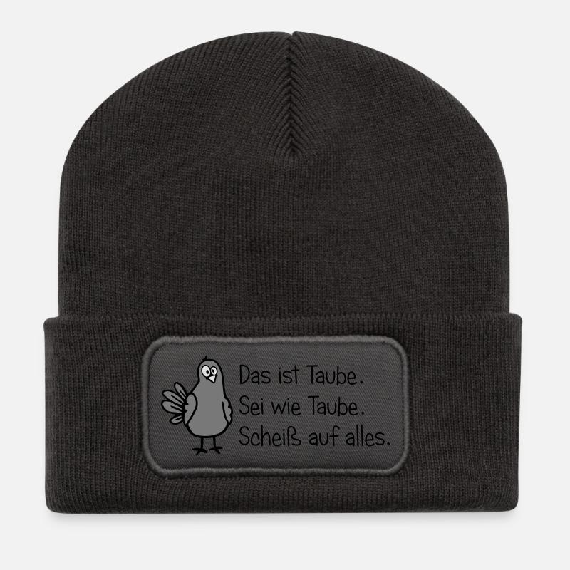 Sei wie Taube - Recycelte Patch Beanie - Dunkelgrau
