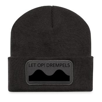 Let op Drempels black - Recycled Patch Beanie - dark grey - Front