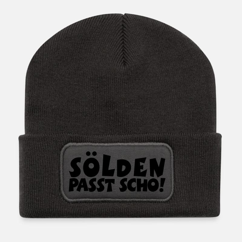 Sölden Passt Scho! - Recycelte Patch Beanie - Dunkelgrau