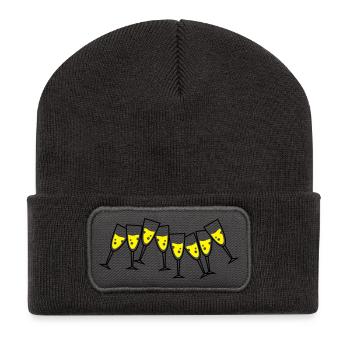 sekt glaeser design - Recycelte Patch Beanie - Dunkelgrau - Vorne