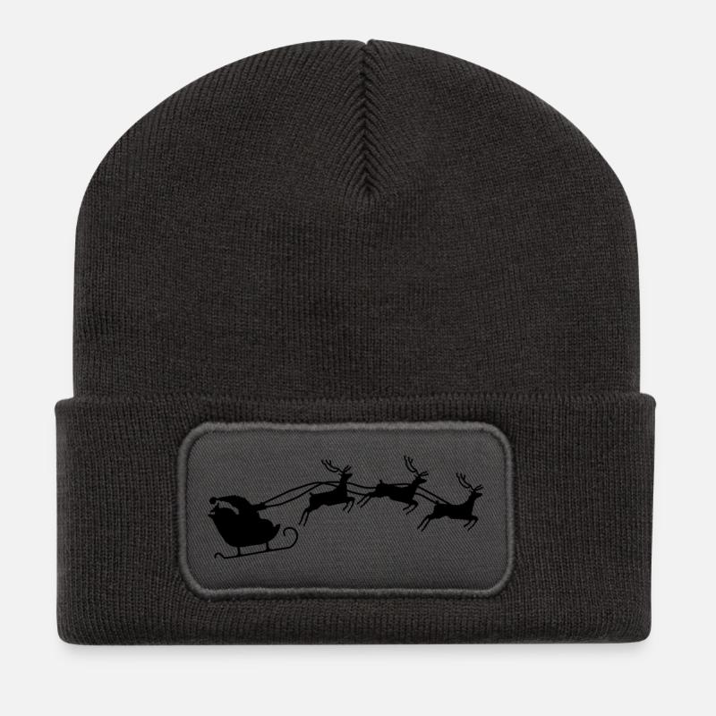 Weihnachtsmann mit Schlitten - Recycelte Patch Beanie - Dunkelgrau