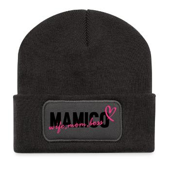 Mamico wife mom - Recycelte Patch Beanie - Dunkelgrau - Vorne